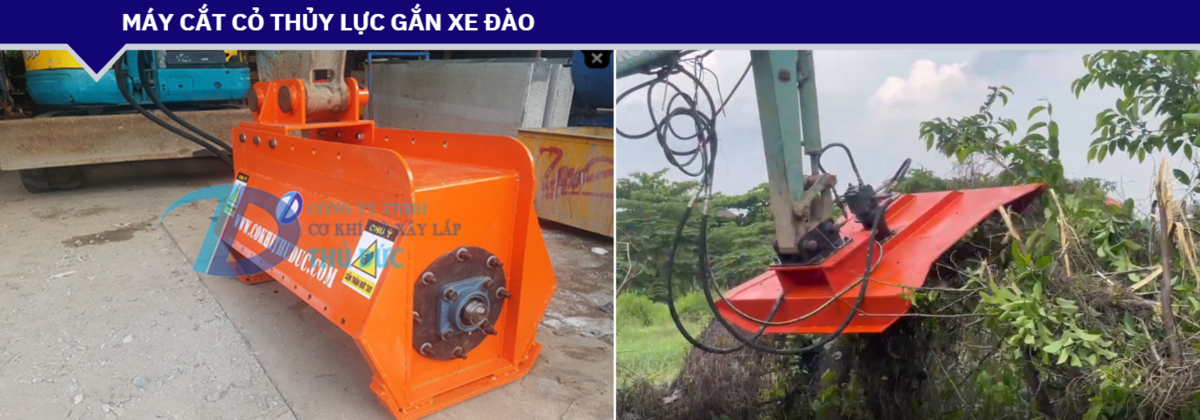 Máy cắt cỏ thủy lực gắn xe đào