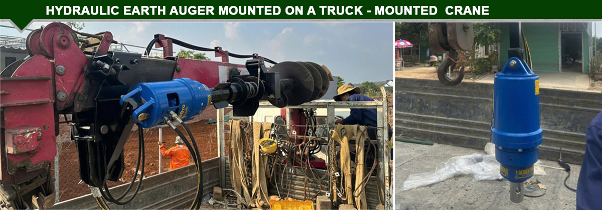 Hydraulic Earth Auger Mounted on a Truck-Mounted Crane
